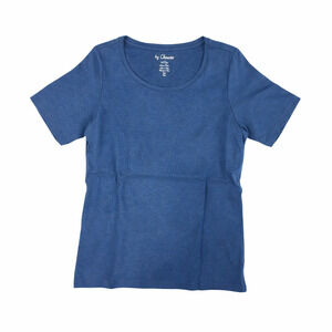 Womens Chico’s Bella Short Sleeve Basic Knit Top in Colonial Coast Blue Size 1